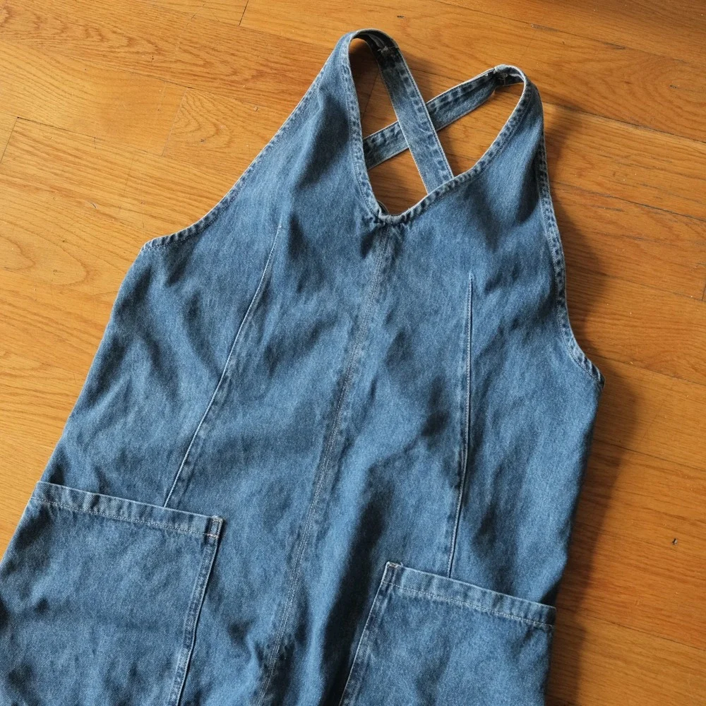 Free People High Roller Jumpsuit Womens Blue Denim Relaxed Boho Size M Overall - Picture 3 of 9